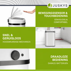 Sensor prullenbak 50 liter – rechthoekig, automatisch deksel