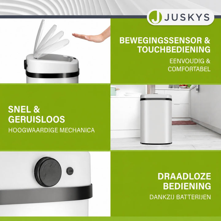 Sensor prullenbak 50 liter – rechthoekig, automatisch deksel
