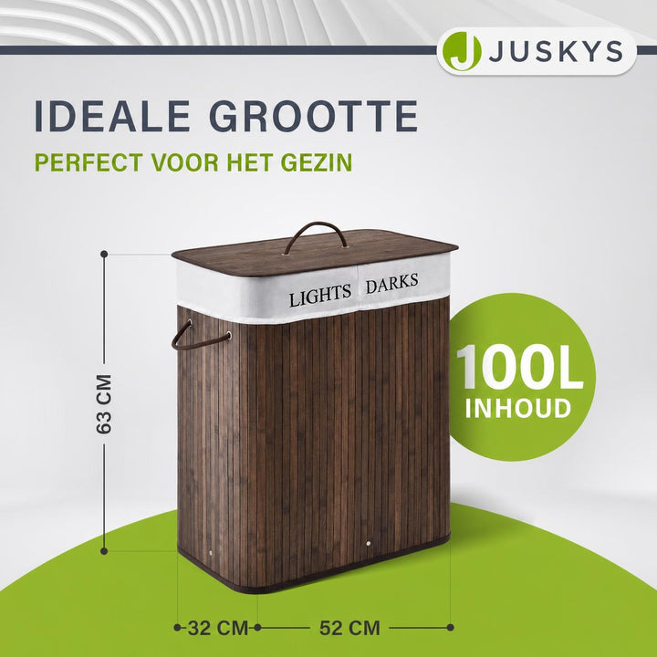 Bamboe wasmand Curly – 72 liter, met deksel en waszak