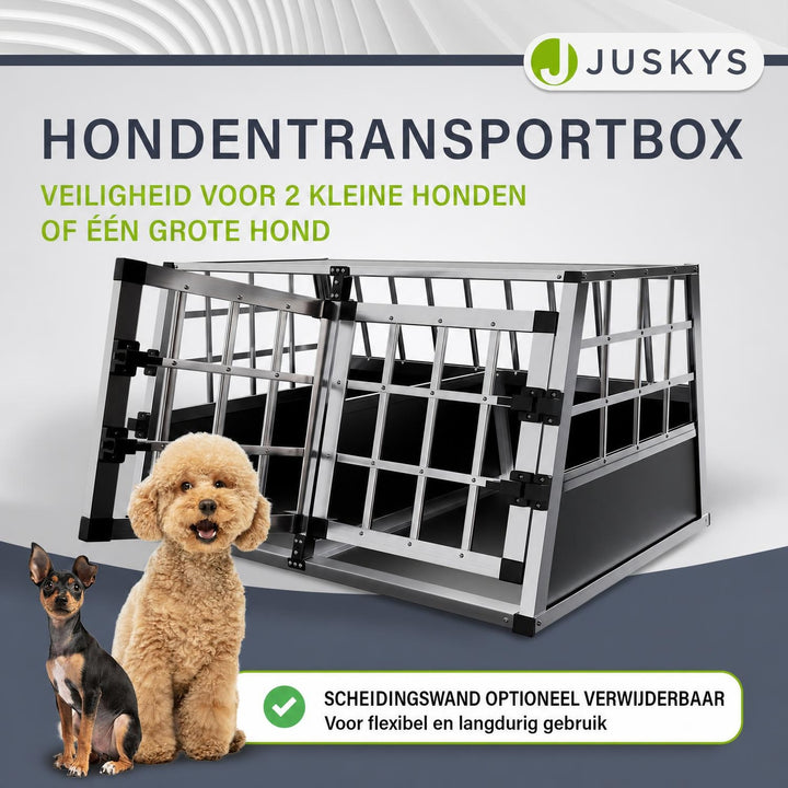 Hondenbench voor in de auto – aluminium, maat M met ventilatie