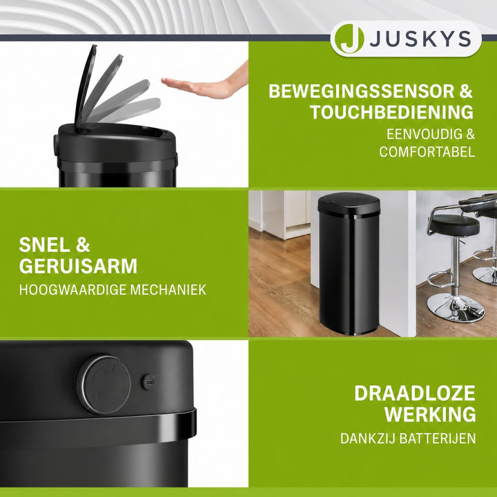 Sensor prullenbak 50 liter – rechthoekig, automatisch deksel
