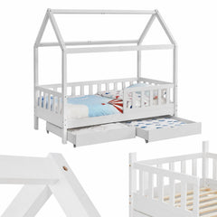 Kinderbed Marli 90x200 cm met bedlade – huisbed, wit