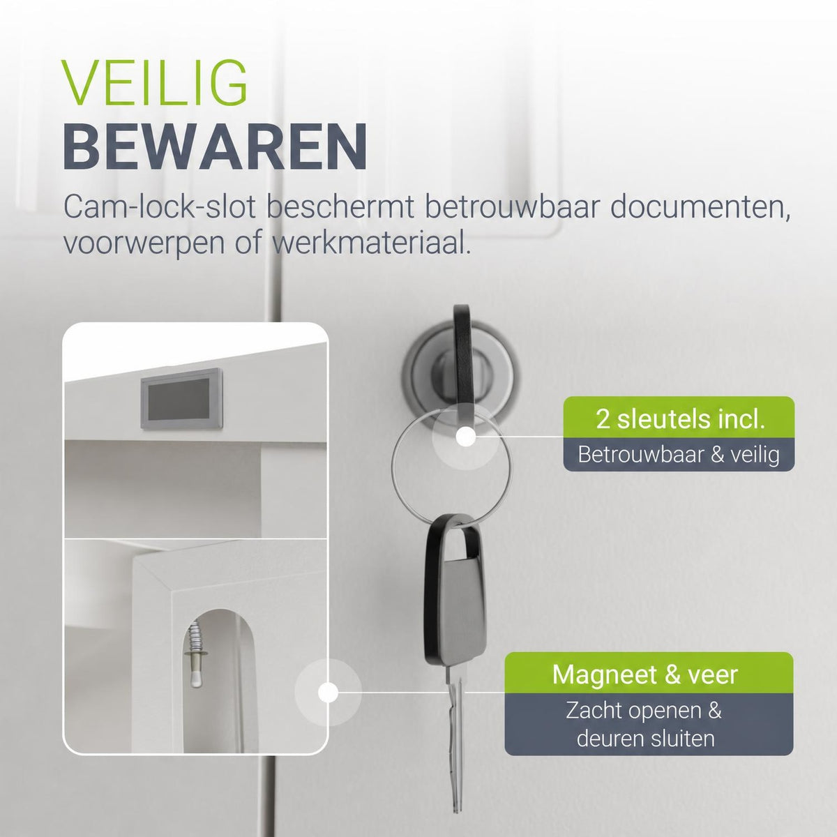Metalen archiefkast – afsluitbaar, 3 verstelbare legplanken