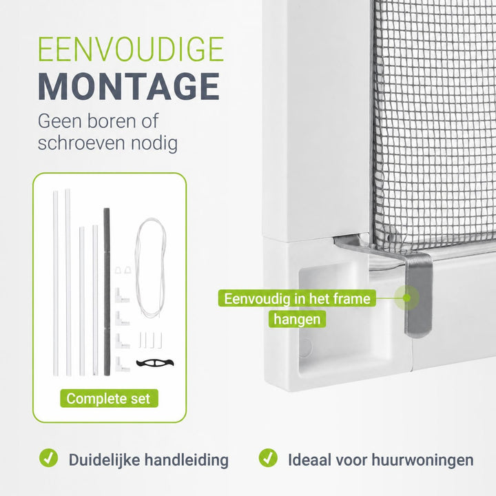 Raamhor met aluminium frame – insectenhor zonder boren