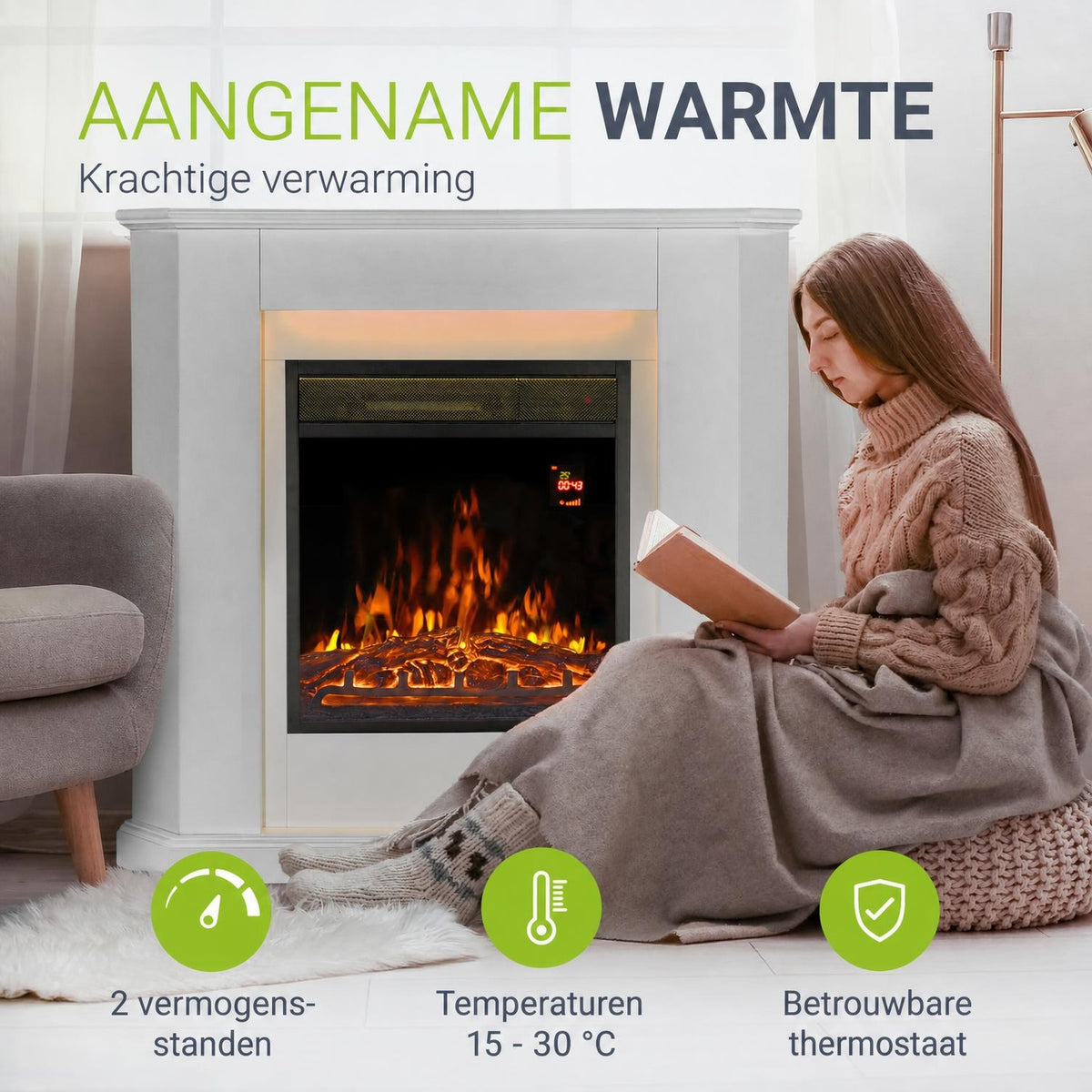 Elektrische haard met verwarming