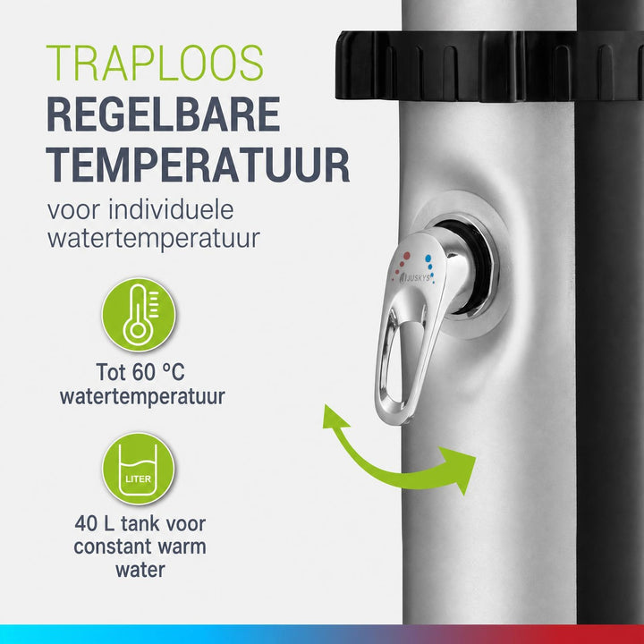 Zonnedouche Victoria 20 liter – zwenkbare regendouchekop, zwart