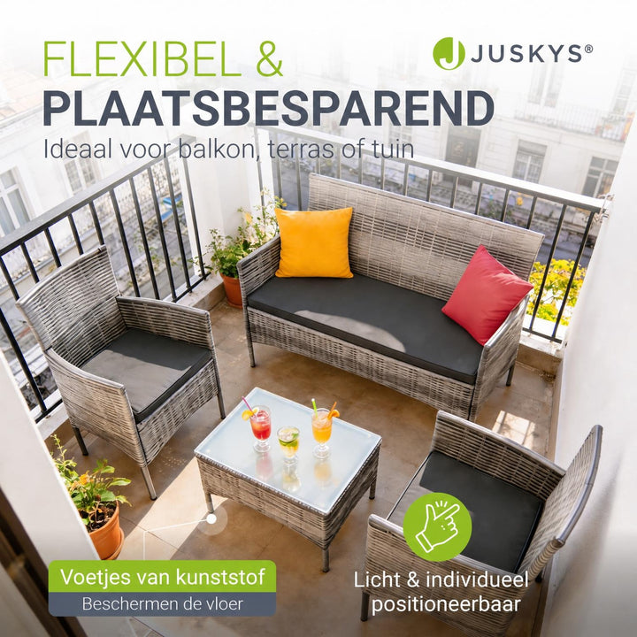 Wicker tuinset Fort Myers – 4 personen, 4-delig met tafel