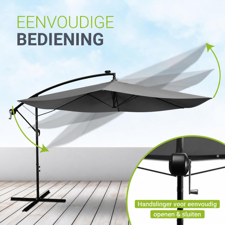 Zweefparasol Brazil – 300 cm, met slinger, voet en hoes