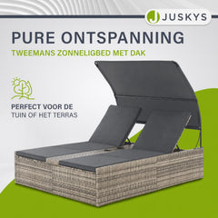 Dubbel ligbed Syros van wicker – 2 personen, met zonnedak