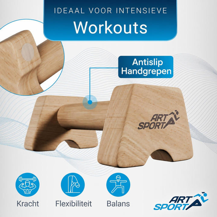 Houten parallettes – push-up steunen voor calisthenics