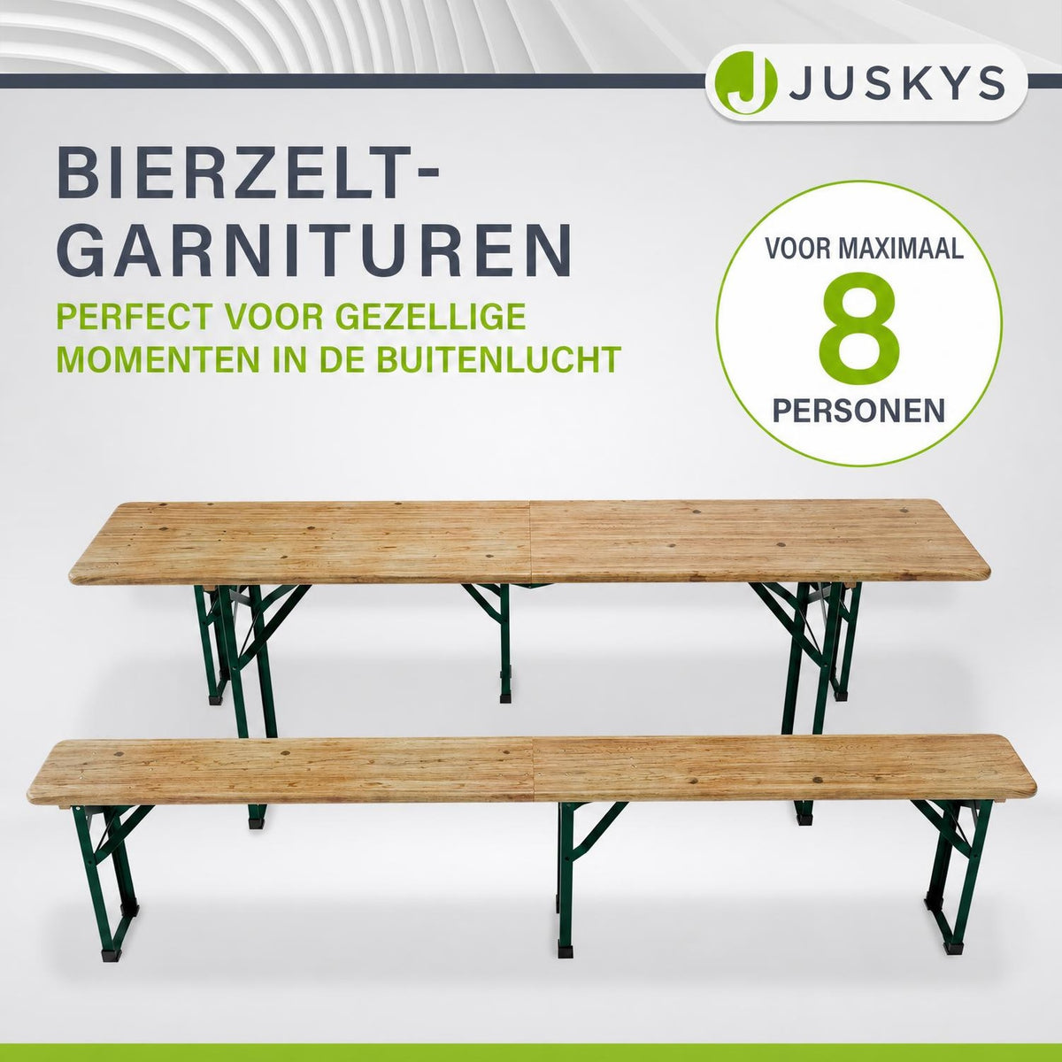 Biertafelset Passau 220 cm – hout, voor 6 tot 8 personen