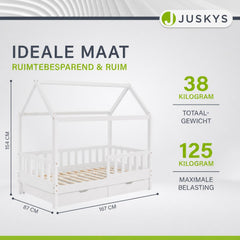 Kinderbed Marli 80x160 cm met bedlade – huisbed, wit