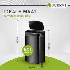 Sensor prullenbak 50 liter – rechthoekig, automatisch deksel