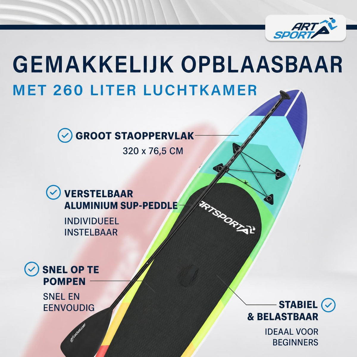 Supboard Beach Rocker – opblaasbaar, complete set met peddel