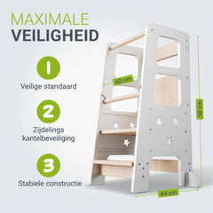 Leertoren Henny – hout, 3-voudig in hoogte verstelbaar