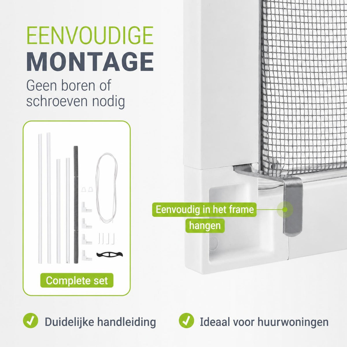 Raamhor met aluminium frame – insectenhor zonder boren