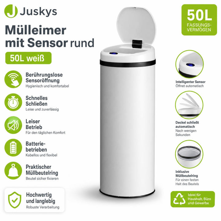 Ronde sensor prullenbak – automatisch deksel voor de keuken