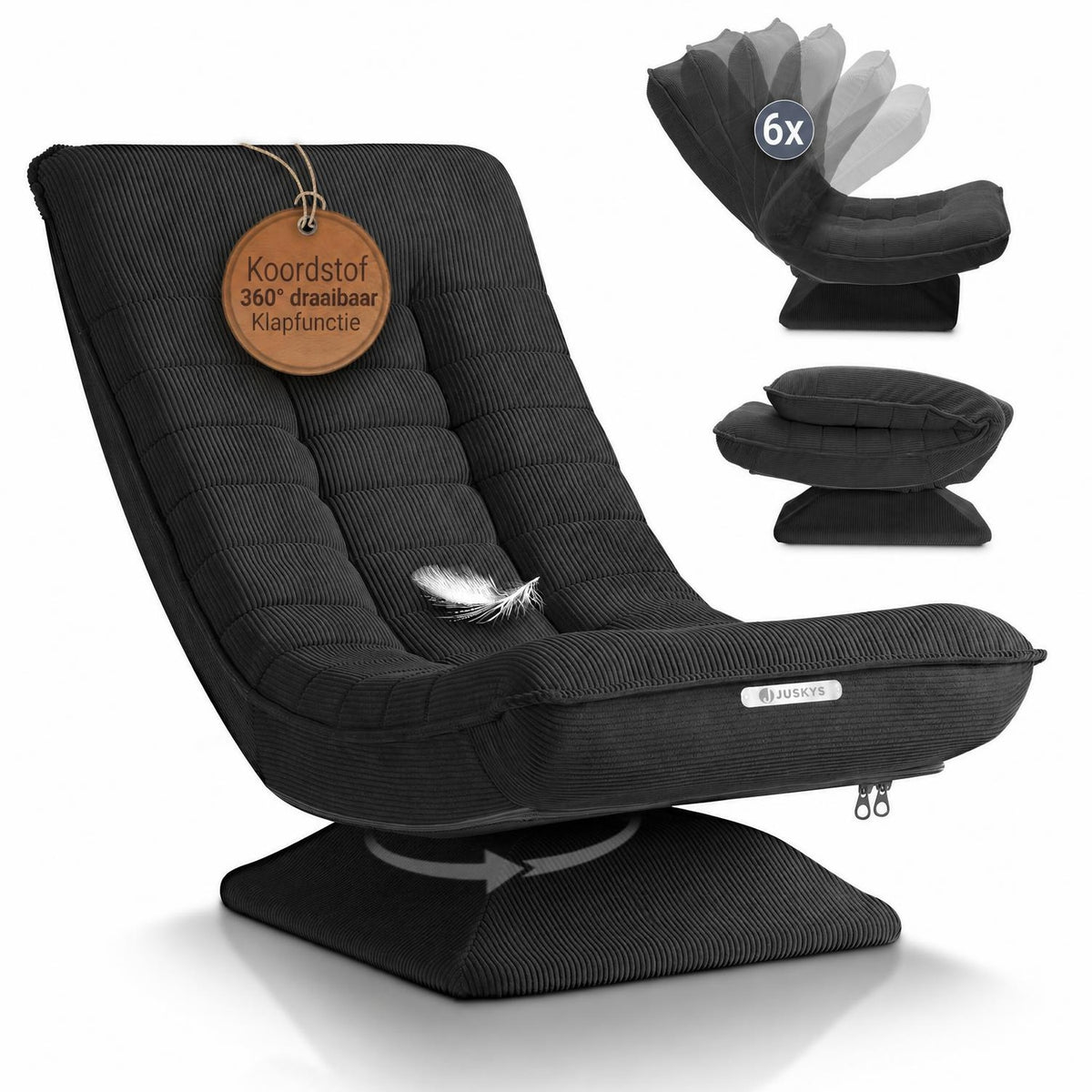 Relaxfauteuil Korsika van ribstof – 360° draaibaar, beige