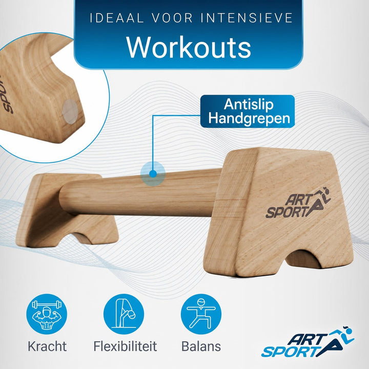 Houten parallettes – push-up steunen voor calisthenics