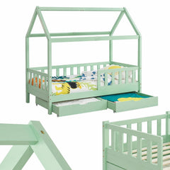 Kinderbed Marli 90x200 cm met bedlade – huisbed, wit