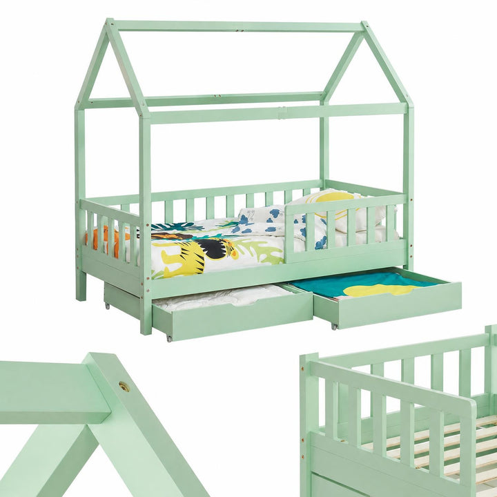 Kinderbed Marli 90x200 cm met bedlade – huisbed, wit