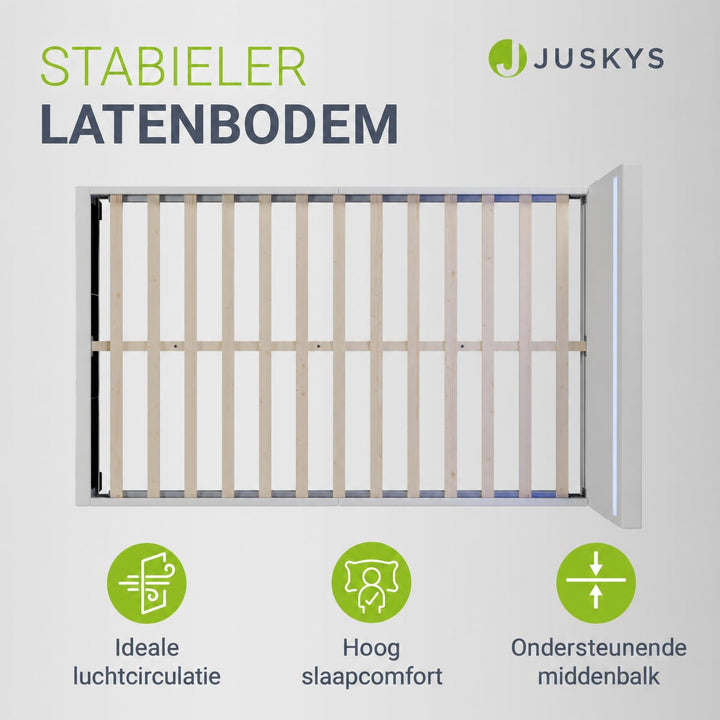 Gestoffeerd bed Paris 140x200 cm – wit, met LED en lattenbodem