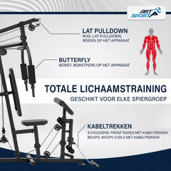 Krachtstation ProfiGym 3000 – 14 gewichten tot 77 kg, staal