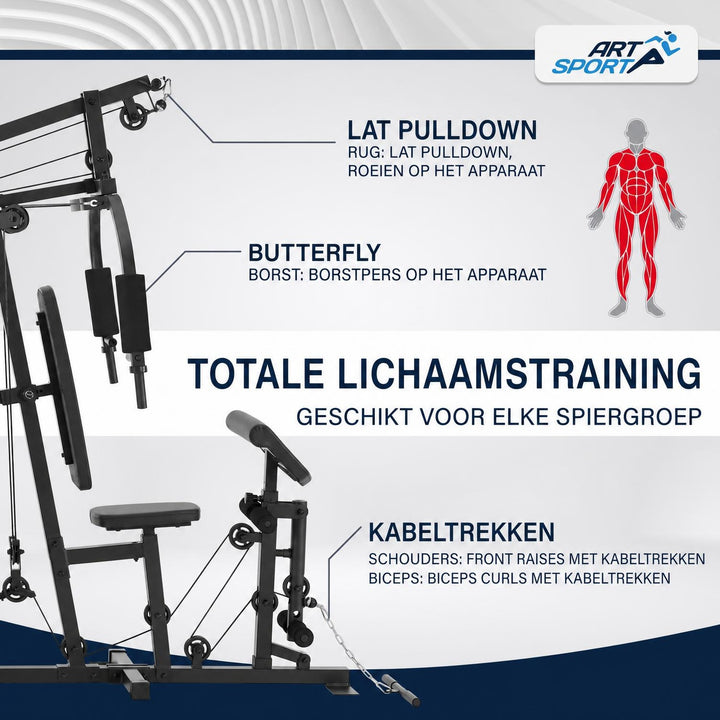 Krachtstation ProfiGym 3000 – 14 gewichten tot 77 kg, staal