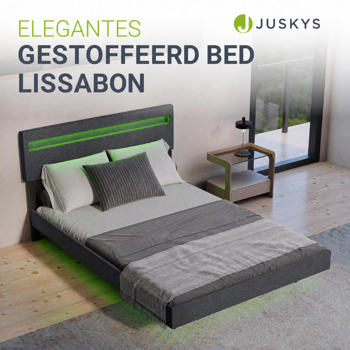Zwevend bed Lissabon 140x200 cm – kunstleerlook met LED