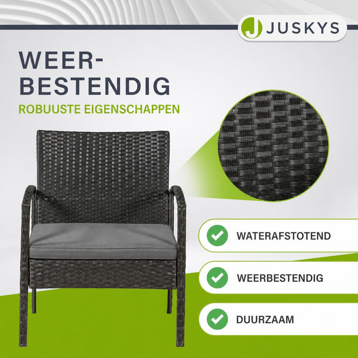 Wicker tuinset Trinidad – 4 personen, bank, 2 fauteuils en tafel