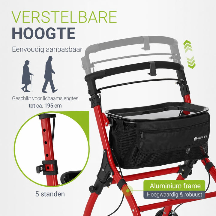 Binnenrollator Aktiv – aluminium, in hoogte verstelbaar, met dienblad