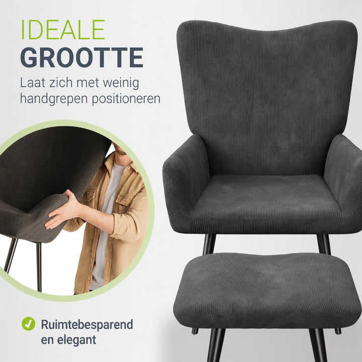 Oorfauteuil Odense – met of zonder voetenbank, tot 120 kg
