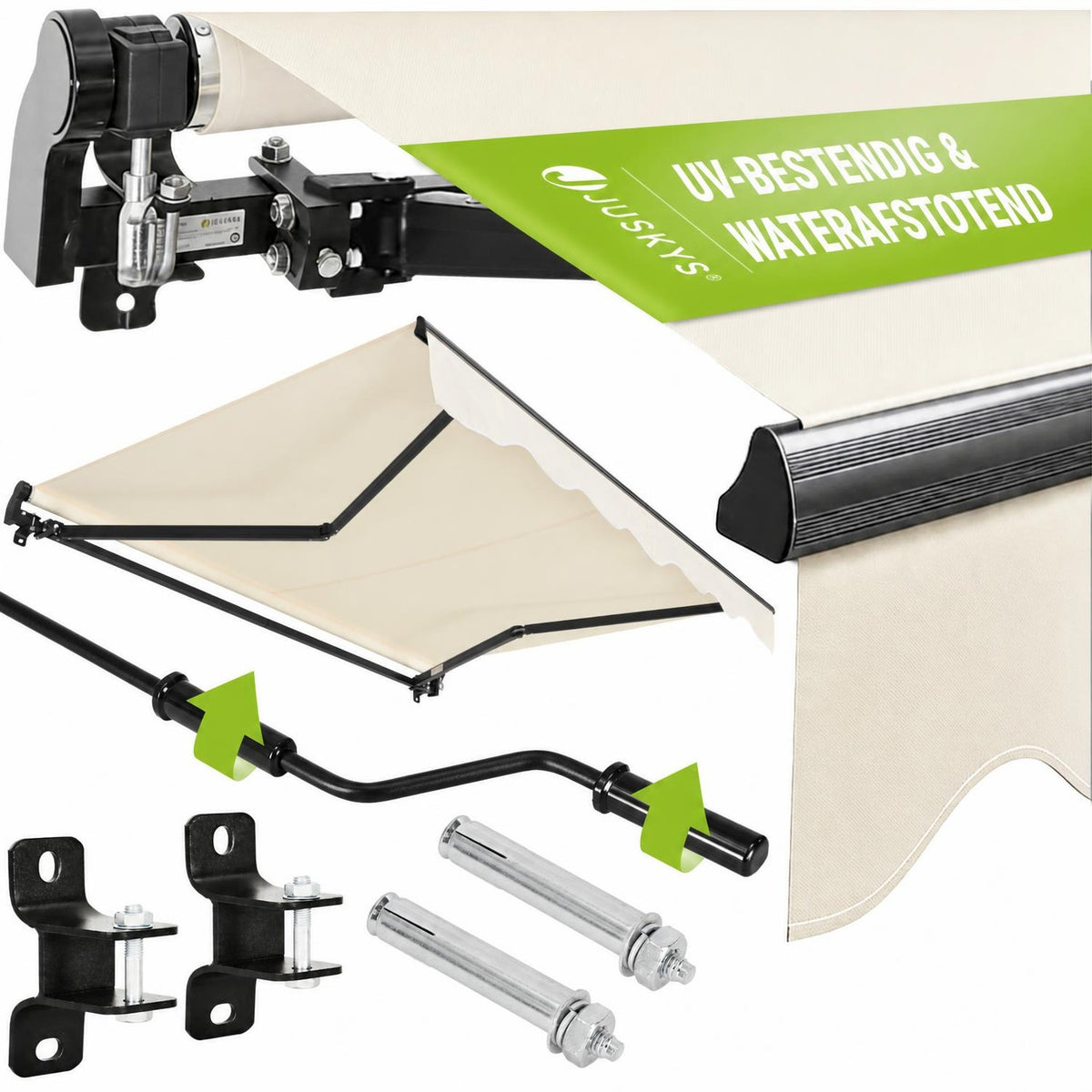 Knikarmscherm met zwengel – 250x200 tot 400x300 cm