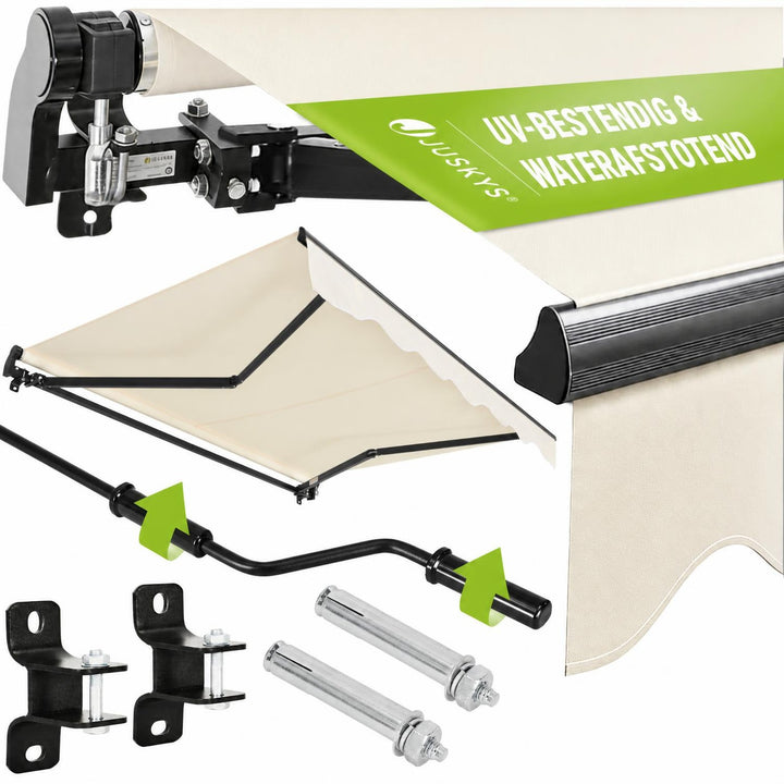 Knikarmscherm met zwengel – 250x200 tot 400x300 cm