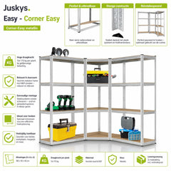 Metalen stellingkast set van 3 – Corner & 2x Easy, MDF-planken
