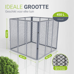Metalen compostbak – 450 of 800 liter, voor tuin- en keukenafval