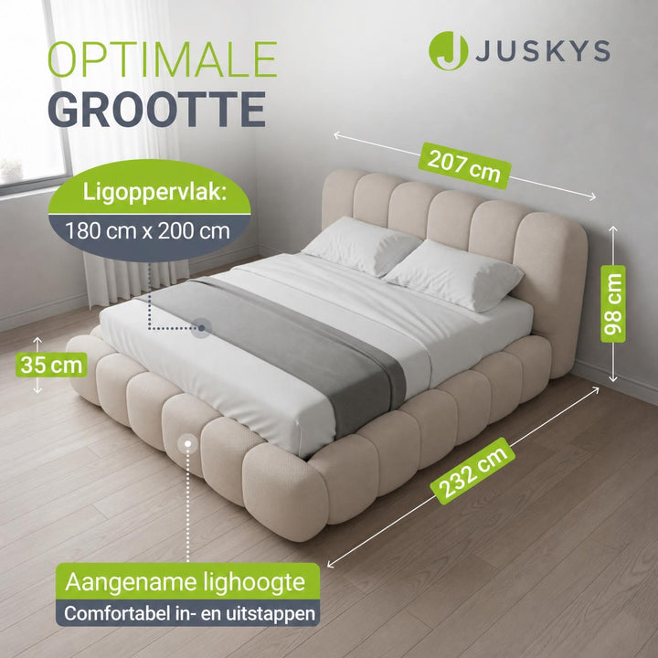 Gestoffeerd bed Catania 180x200 cm – bouclé met lattenbodem