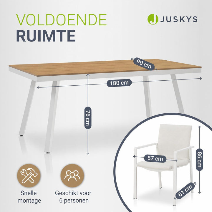 Tuinset Maui – 6 personen, aluminium met tafel en 6 stoelen