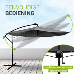 Zweefparasol Brazil – 300 cm, met slinger, voet en hoes