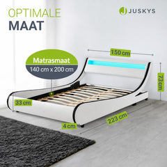 Gestoffeerd bed Valencia 140x200 cm – kunstleer met LED
