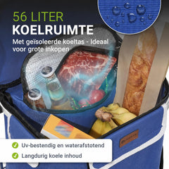 Boodschappentrolley met trapwielen – 56 liter, tot 30 kg