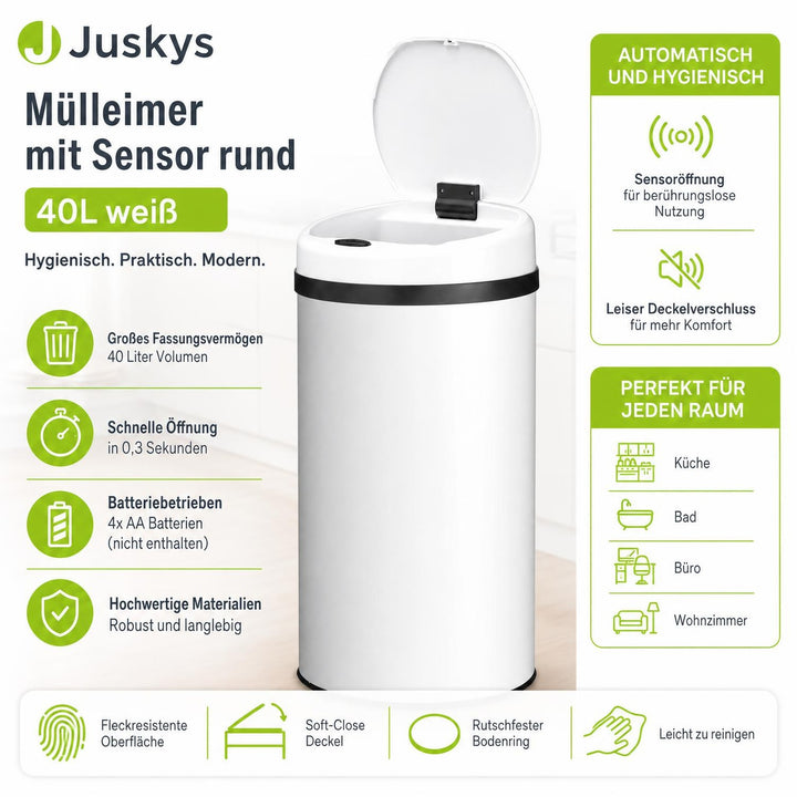 Ronde sensor prullenbak – automatisch deksel voor de keuken