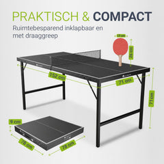 Mini tafeltennistafel Flexi – 152x71 cm, inklapbaar, met net