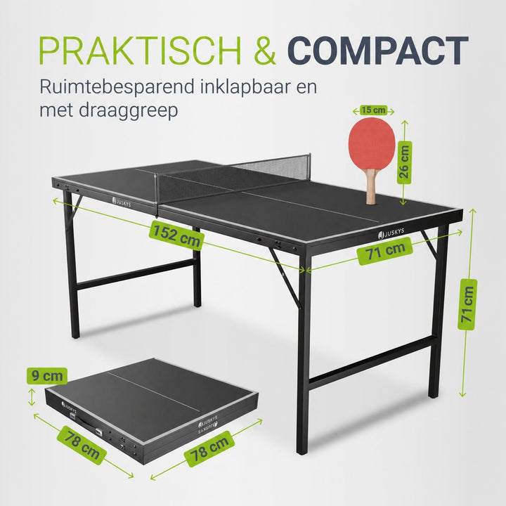 Mini tafeltennistafel Flexi – 152x71 cm, inklapbaar, met net