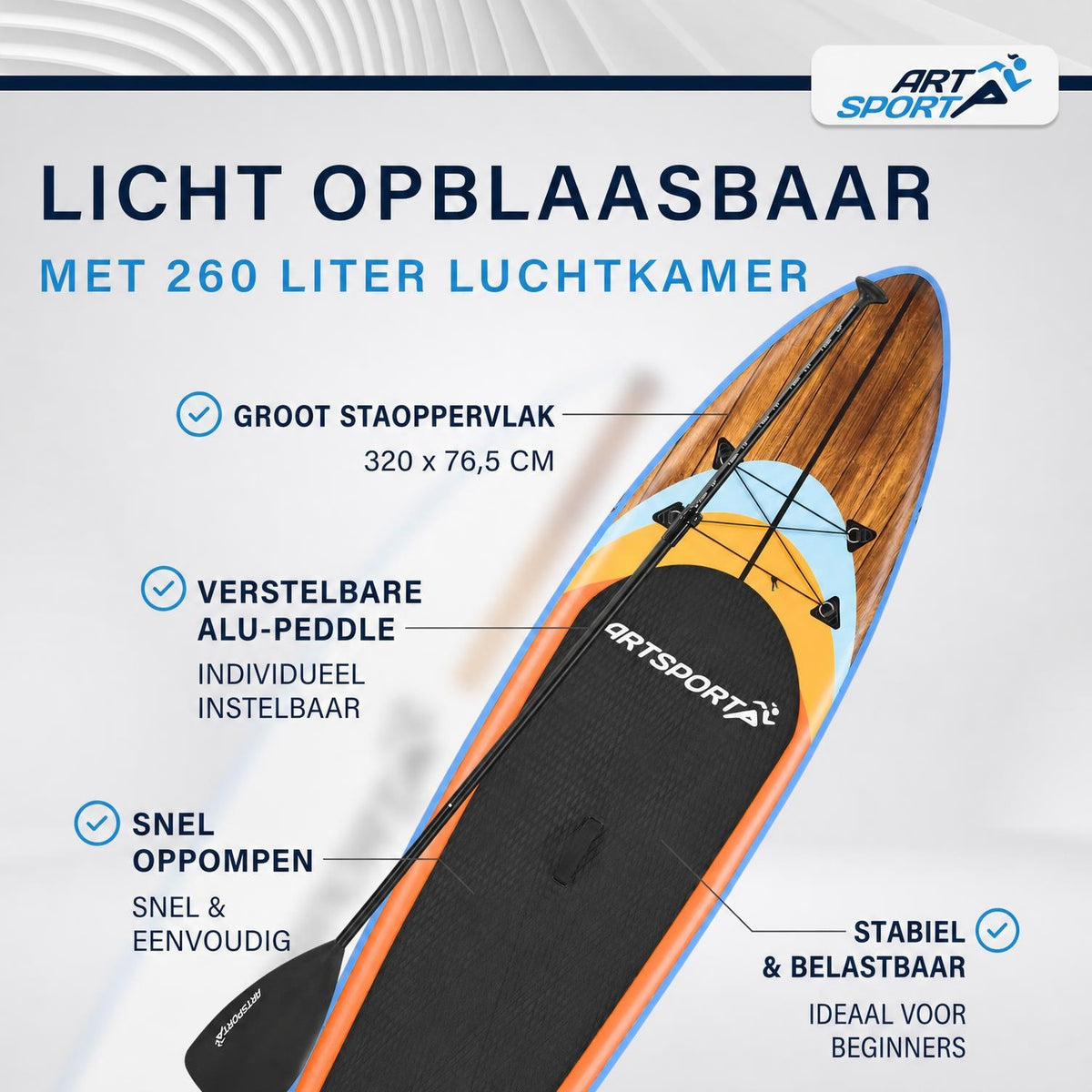 Supboard Beach Rocker – opblaasbaar, complete set met peddel