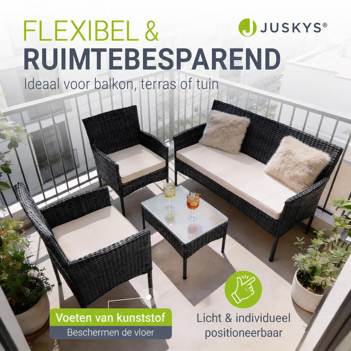 Wicker tuinset Fort Myers – 4 personen, 4-delig met tafel