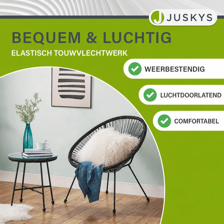Balkonset Ostana – 3-delig, tafel en 2 loungestoelen