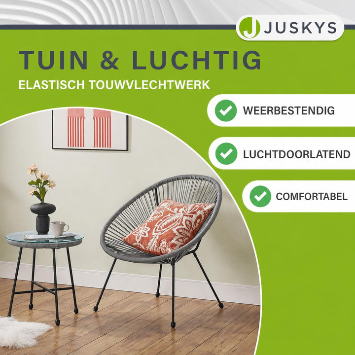 Balkonset Ostana – 3-delig, tafel en 2 loungestoelen