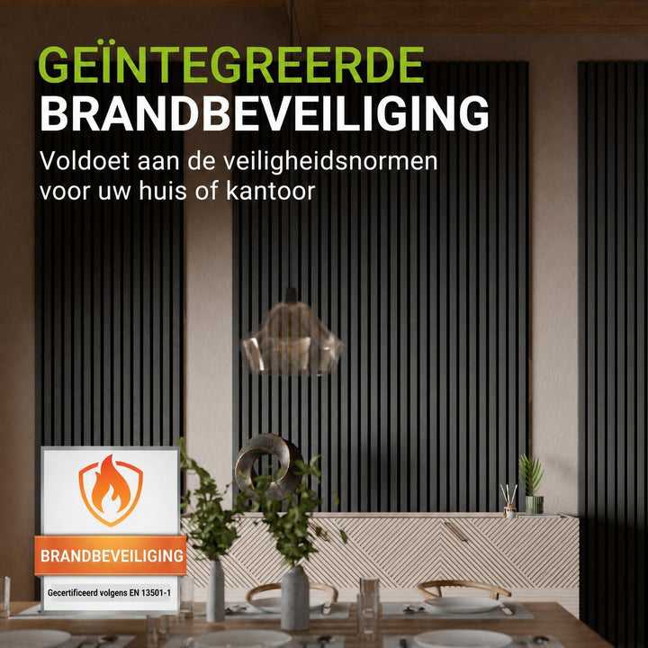 Akoestische wandpanelen houtlook set van 4