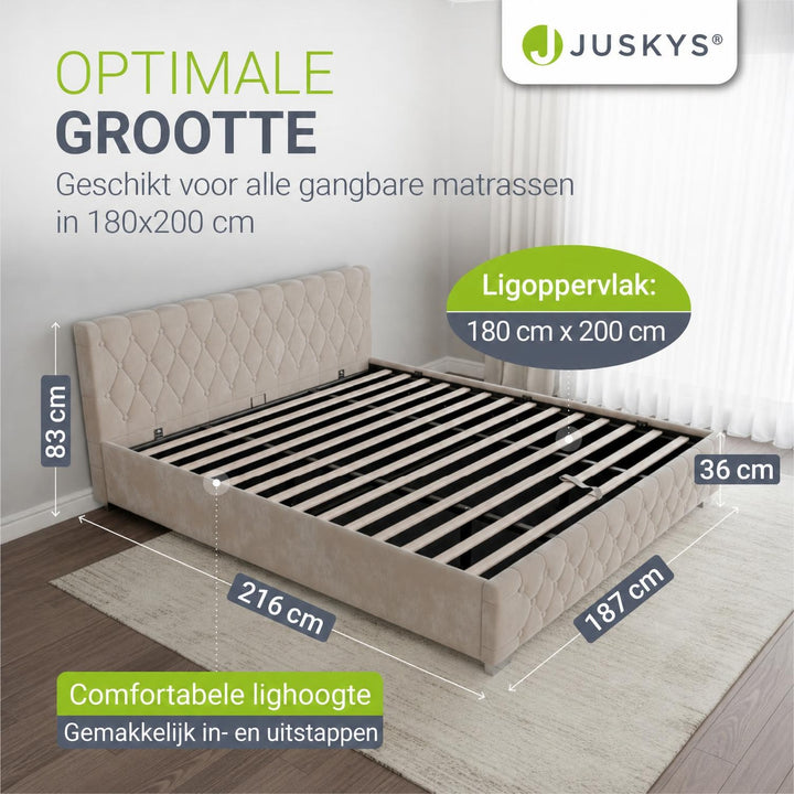 Gestoffeerd bed Nizza 120x200 cm – fluweel met LED en bedlade